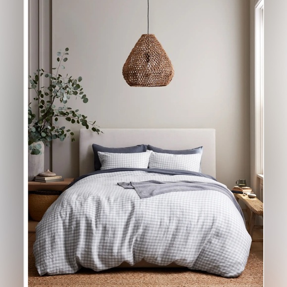 Quince European Linen Gingham Duvet Cover Set - Picture 1 of 14